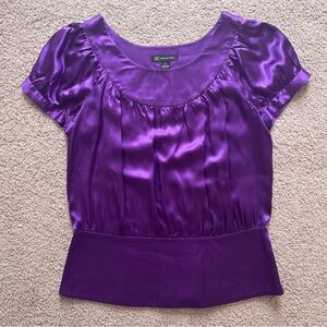 INC International Concepts 100% Silk Royal Purple Blouse Womens Size 8 Y2K
